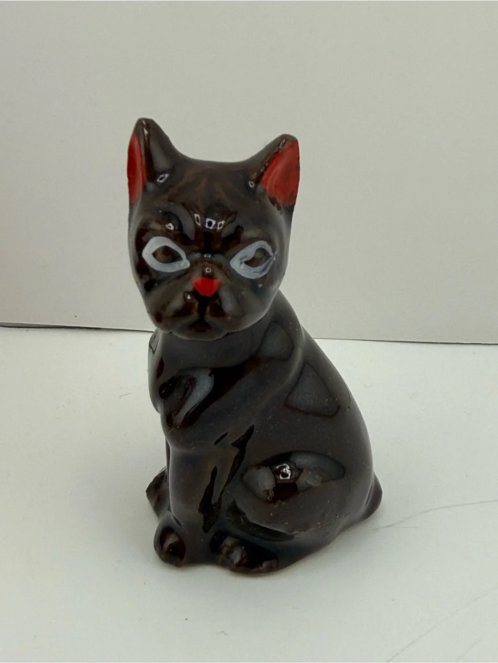 Vintage mid-century redware boxer dog figurine